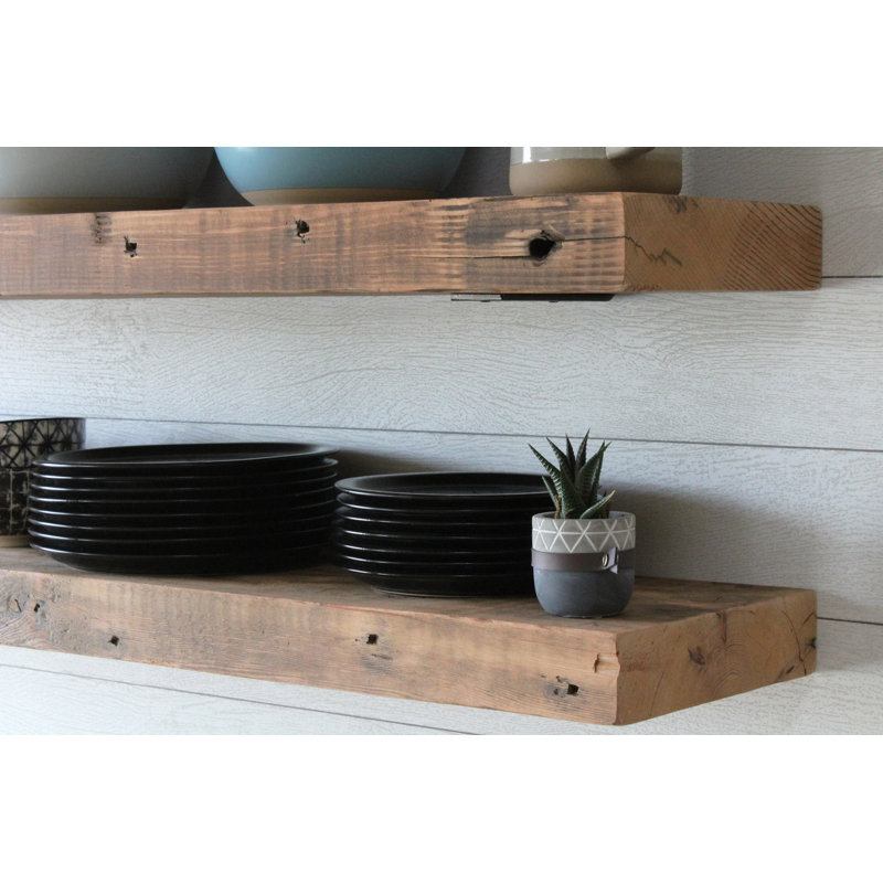 UrbanLegacy Reclaimed Barn Joist Deep Floating Shelves with Low Profile